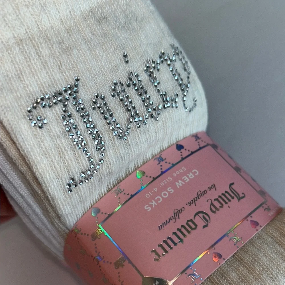 Juicy Couture Bling Crew Socks set with Sparkling Crystals
